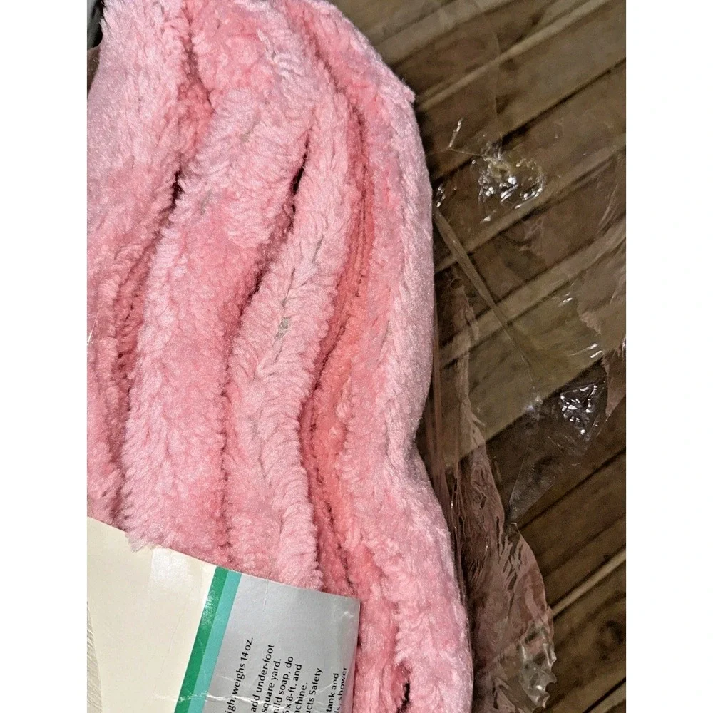 NOS Vintage PINK Sears Matchmate Plush Bath Carpet Pink 5x6 Bathroom Rug 1980